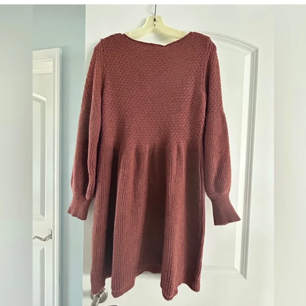 Solid Lantern Sleeve Sweater Dress - Picture 7 of 7